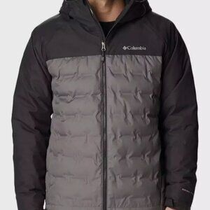 Columbia Black & Gray Mens Medium Grand Trek Li Down Hooded Jacket/Winter Coat